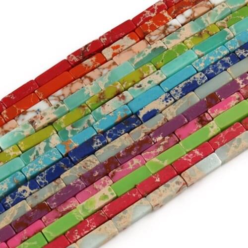 30pcs 13×4mm Natural Sea Sediment Magnesite Turquoises Beads Rectangular Stone Bead For Jewelry Making DIY Bracelet Necklace 15