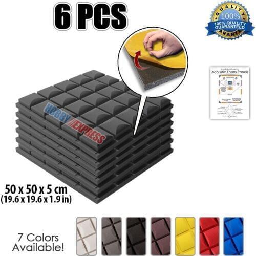 Arrowzoom 19.6 * 19.6 * 1.9" Self-Adhesive Hemisphere Grid Acoustic Studio Foam Panel Soundproofing Treatment 6 pcs Set KK1056