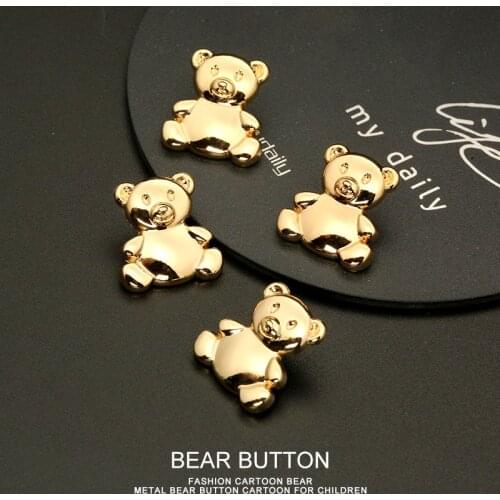 6pcs Bear Metal Buttons Cute Sweaters Cardigan Buttons POP Gold Clothes Buttons Decor Childrens Buttons Animal Buttons