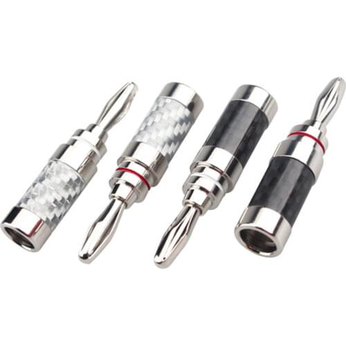 Speaker Terminals Banana Plug Connector Carbon Fiber Rhodium Plated For Binding Post Amplifiers Audio Video Speaker Adapter Kit