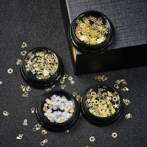 Nail Art Sequins Flakes Glitter Christmas New Year Hollow Snowflakes Paillette Holographic 3d Nail Art Winter Nails Decorations