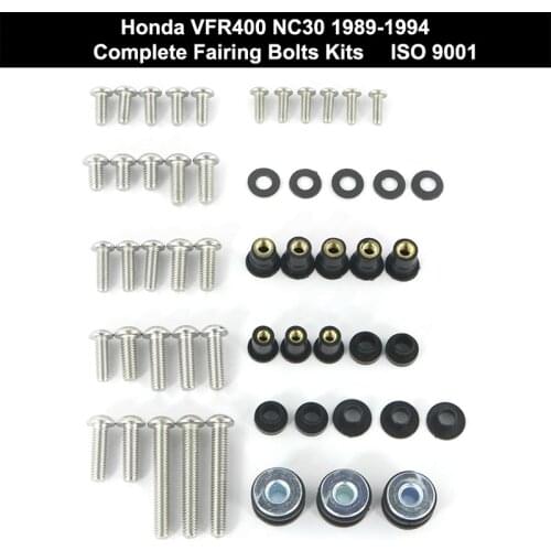 Fit For Honda VFR400 NC30 1989-1994 Motorcycle Full Fairing Bolts Kit Fairing Clip Speed Nuts Body Screw Stainless Steel
