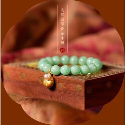 Green Jade House Natural jade Xinjiang Hetian Jade Bracelet female spinach green jasper bracelet round bracelet Authentic Certif