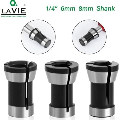 LAVIE 1pc 3PCS Set collets 6.35mm 8mm 6mm collet chuck Engraving Trimming machine Electric Router Milling Cutter Accessories