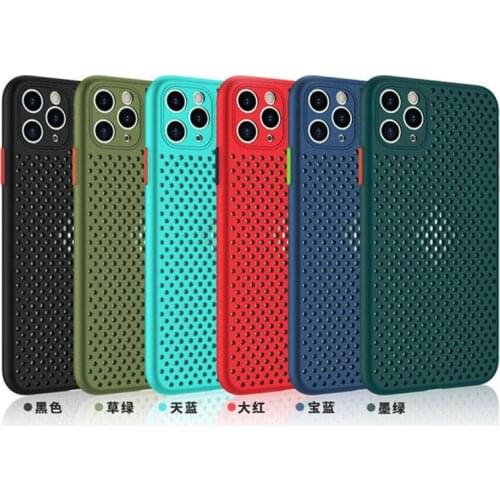 Heat Dissipation Hollow Liquid Silicone Case Cover for iPhone 11 pro max 11 6 6s 7 8Plus X XS XR Honeycomb Mesh Phone Coque capa