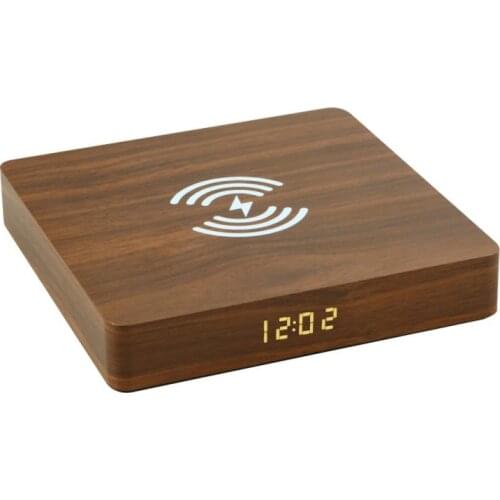 Wooden 10W fast wireless charger display LED clock is suitable for Samsung, Huawei, iPhone12 and other series