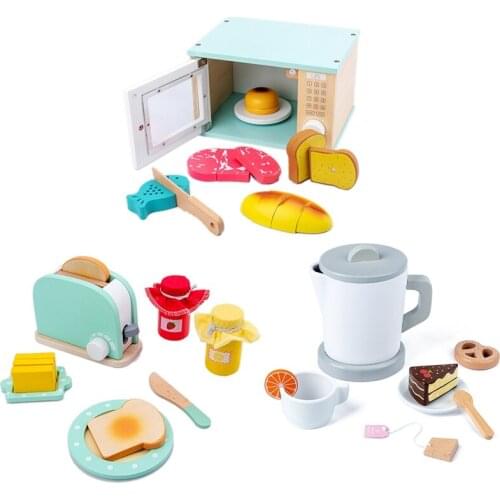 Children Kitchen Wooden Playset Toys Simulation Kitchen Utensils Set Role Playing Game Educational Tool
