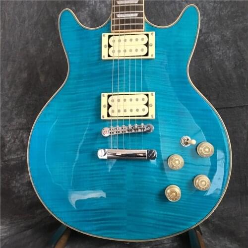 Custom Electric Guitar Maple Leaf Flame Top Color Sapphire 6-string Guitar Custom High Quality Guitar