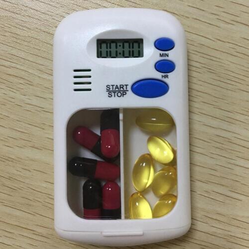 2 Grid Electronic Smart Kit Timer Reminder Sealed Medicine Storage Box Daily Pill Container Storage Box for Home Travel