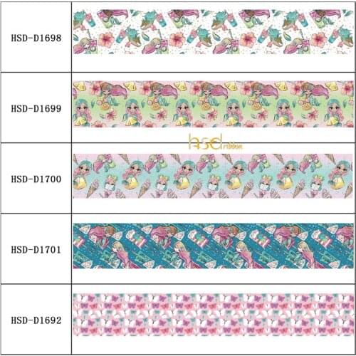 HSDRibbon free shipping 3" 75mm heat transfer printed hsd-design series Grosgrain Ribbon 50Yards/Roll