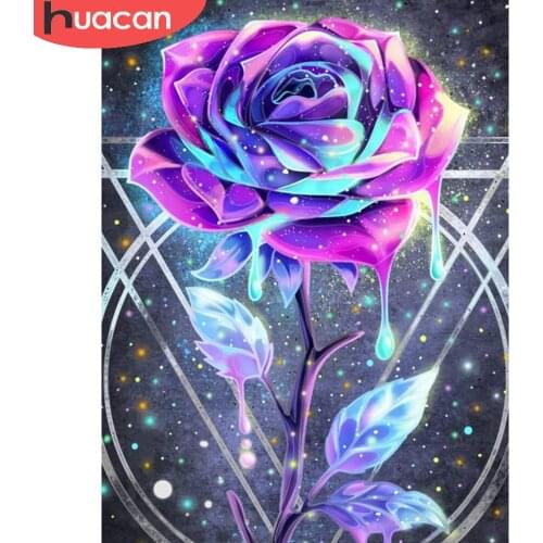 HUACAN Full Square/round Diamond Painting Fantasy Rose Flower Wall Decor Diamond Embroidery Mosaic Floral Diamond Art