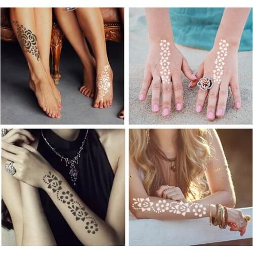 Indian Henna Rose Lace Flower Tattoo Stencil Women DIY Body Legs Arm Art Airbrush Painting Mandala Tattoo Stencil Template