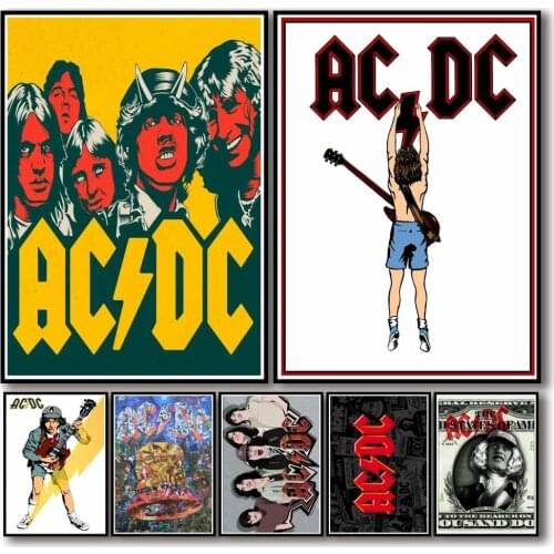 30 Designs AC-DC Band Whitepaper Poster Rock Home Decor Wall ART Canvas Painting for Coffee House Bar Cuadros Para Sala
