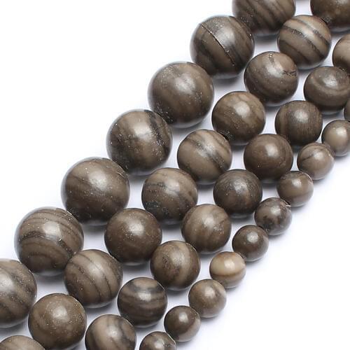Natural Black Wooden Jasper Stone Round Beads For Jewelry Making Bracelet 15inches 6/8/10/12mm Pick Size