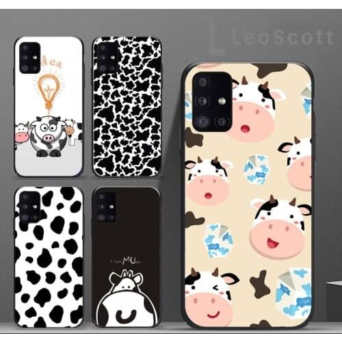 Cute Cow Milk Phone Case For Samsung A32 A51 A52 A71 A50 A12 A21S S10 S20 S21 Plus Fe Ultra
