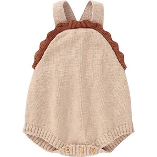 Baby Girls Fashion Suspender Jumpsuits Newborn Toddler Autumn Solid Color Knitted Triangle Wrapped Romper Cotton Overalls