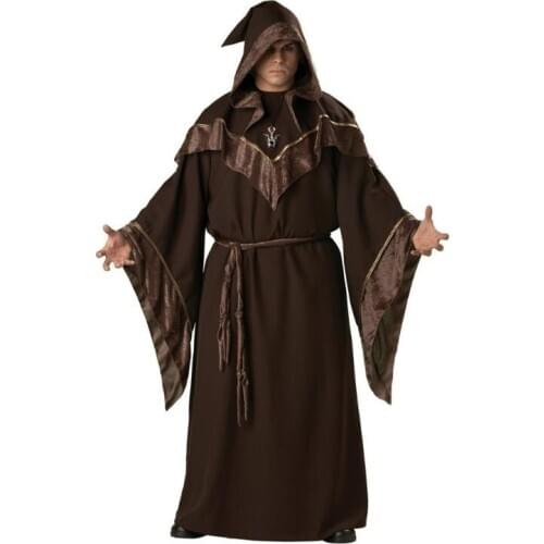 Man Religious Godfather Wizard Costume Goethe Robes Clothes Cosplay Halloween Wizard clothing vampire Death Cloak