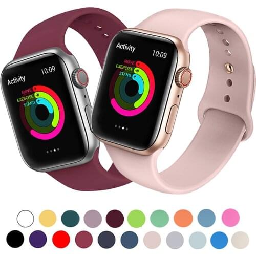 Soft Silicone Strap for Apple Watch 38mm 42mm 40mm 44mm iwatch Series 6 SE 5 4 3 2 1 Sport Bracelet Apple Watch Band