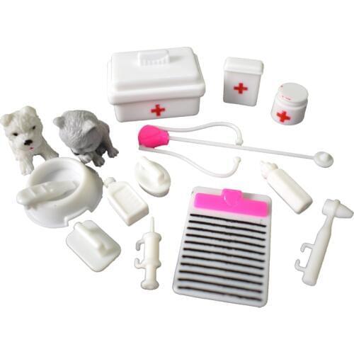 15 Pcs/Set Pet Doctor Doll Toys Instruments Accessories Play House Medical Kit Toys Children Gifts for 12 Inch Doll Accessories