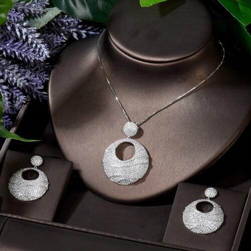 HIBRIDE Dubai White Color Crystal Jewelry Set Bridal Gift Nigerian Wedding Women Accessories Big Statement Jewelry Set N-1679