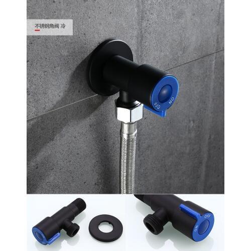 Stainless steel black paint Matte angle valve Thickened faucet water valve hot and cold water through the valve explosion