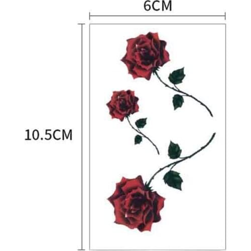 2pcs Red Color Rose Blossom New Fashion Waterproof Temporary Tattoo Sticker Tatoo Tatto Men Women Flash Fake Henna