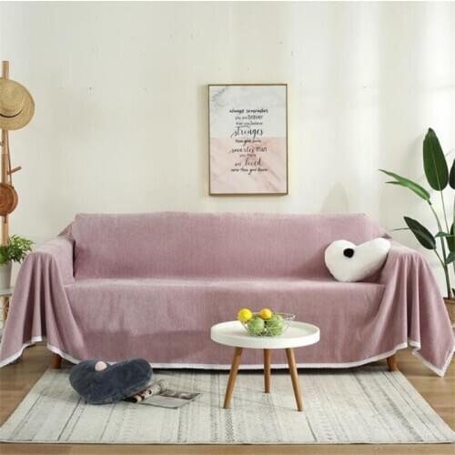 Solid Color Chenille Fabric All Cover Sofa towel Non-slip Sofa Cover With Skirts Single/Two/Three-Seat