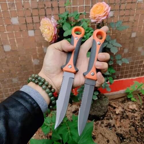 High-carbon Steel fixed Blade Hunting Knife Titanium Camping Survival Tactical Knife Diving Paratroopers Half Teeth Pocket Knife