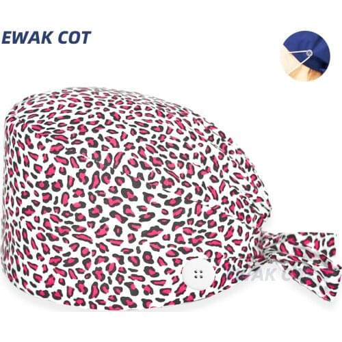 Wholesale Nursing Ground Caps with button Pet shop printing scrubs hat Elastic Caps Sweatband Adjustable Laboratory Work Hats