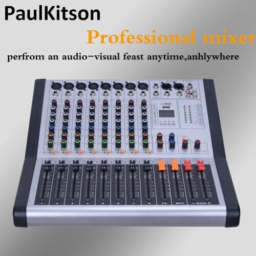 Paulkitson HG8 Professional Audio Mixer Music Studio DJ Mixing Console Analog Mixer 48V Phantom Plastic Cover DSP Effects