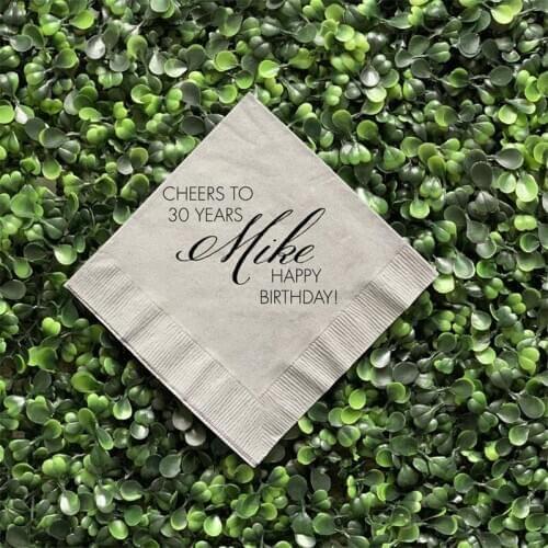 Personalized Birthday Napkins Its His Birthday - Custom Cocktail Napkins, Party Napkins, Bar Napkins, Monogrammed Napkins