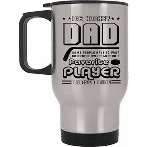 Wait Their Entire Lives To meet Favorite Player Travel Mug, Ice Hockey Dad Mug