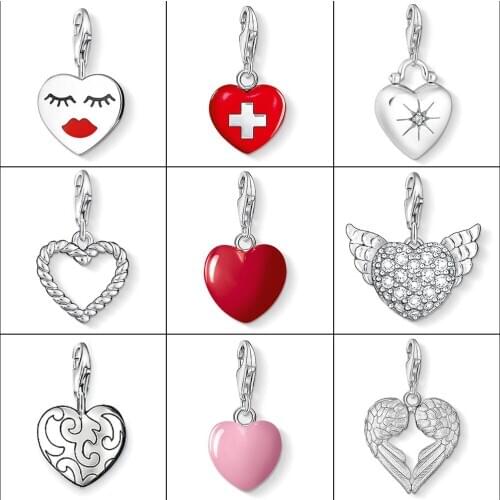 Lucky Pendants Charms Red Horse Horseshoe Boots Clover Heart 925 Sterling Silver Rose Gold Bracelet Necklace Good Luck Jewelry