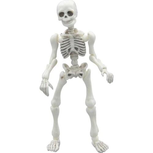 Movable Skull Model Doll Human Skeleton Model Toy Mini Halloween Figure Toys DIY Weapon Accessories