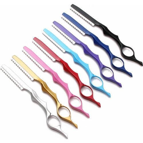 Custom logo professional 2 in 1 hair cutting scissors razor barber makas thinning shears haircut scissor hairdressing scissors