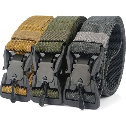 Men Belt Army Magnetic Buckle Adjustable Tactical Nylon Belts for Trousers High Quality Waistband Outdoor Hunting Tactical Belt