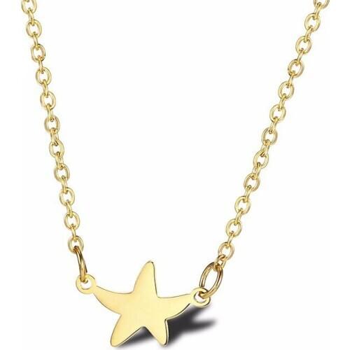 RIR Stainless Steel Gold Cute Little Starfish Charm Necklace Marine Life Elegant Women Jewellery Necklace Gifts