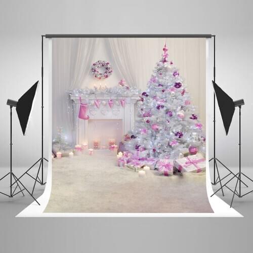 VinylBDS 10X10FT Christmas Photography Background White Indoor Photo Backdrops With Christmas Tree For Children Photo Studio