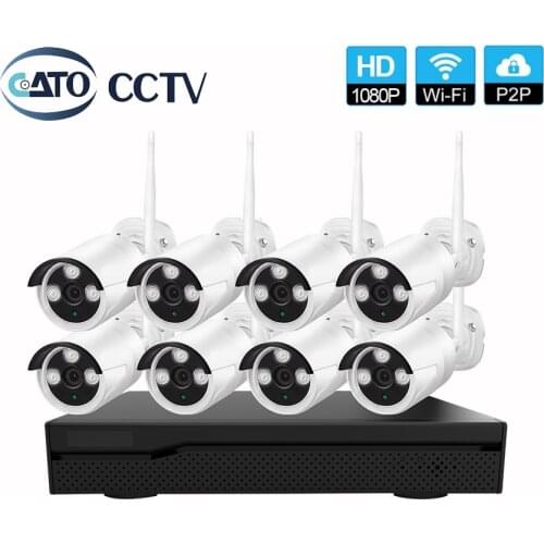 8CH 2MP Wifi NVR Kit HD 1080P H.265 Network Video Recorder Outdoor IP Camera Surveillance Wireless CCTV System For Home Security