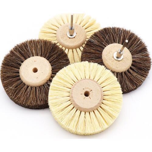 1pcs 80mm Horse Hair & Sisal Filament Brush Polishing Grinding Buffing Wheel Woodworking Furniture Rotary Cleaning Tools