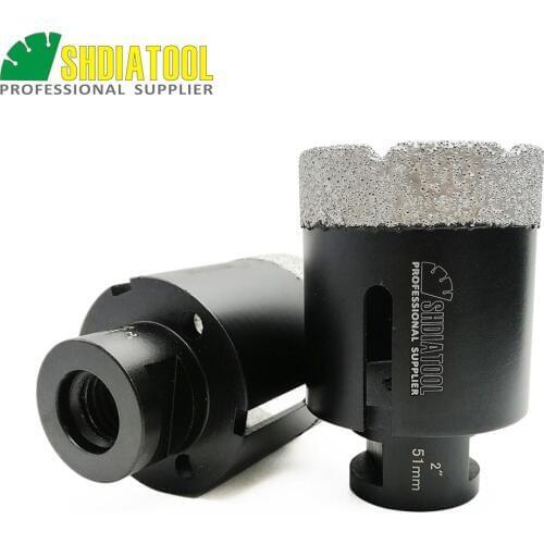 SHDIATOOL 2" Vacuum brazed diamond Dry drilling bits with 5/8-11 connection Dia 51mm porcelain tile granite Masonry hole saw