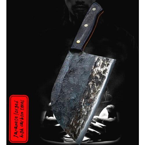 DEHONG Tang Chef Knife Handmade Forged High-carbon Clad Steel Kitchen Knives Cleaver Filleting Slicing Broad Butcher knife