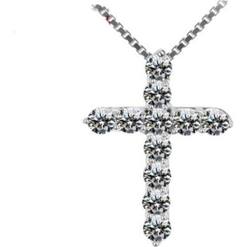 Trendy Cross Necklace Girls Party Accessories Charms Silver 925 Women Jewelry Crystal Pendants Necklaces Female Choker Bijou