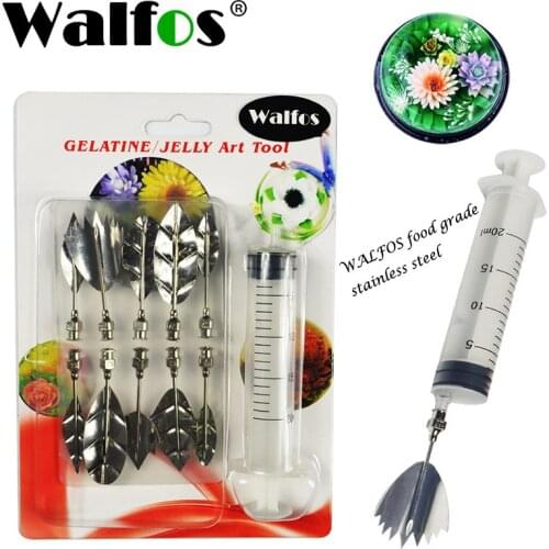 WALFOS 11 Pieces 3D Jelly Flower Art Tools Jelly Cake Gelatin Pudding Nozzle Syringe Russia Nozzle Set Cake Decorating Tools