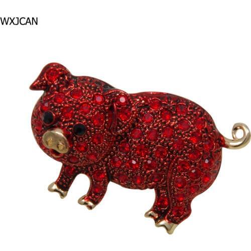 WXJCAN rhinestone pig brooch and pure alloy pig badge Hijab pins for scarf buckle party shirt accessory new Year gifts