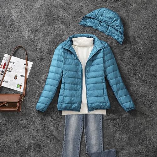 Womens Jacket Coats Detachable Hat 2021 Autumn Winter Female Coat Duck Down Removable Hooded Light Thin Slim Style Plus Size 5XL