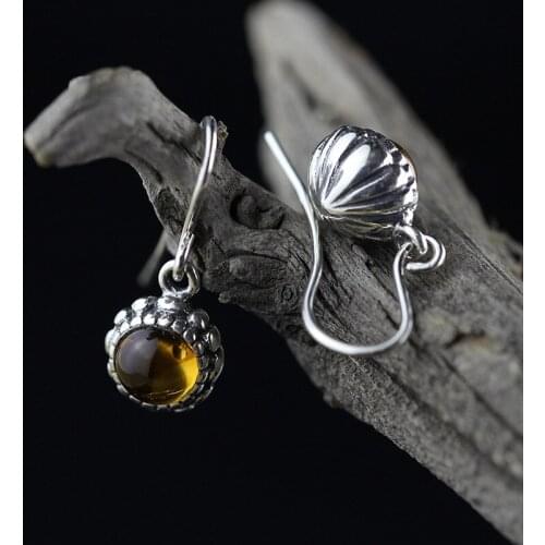 L&P Natural Amber&Topaz Handmade Earrings For Women 925 silver Drop Earrings Fine Jewelry Pendant Birthday gift