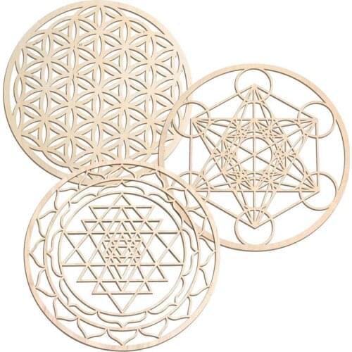 3Pcs/Set Sacred Geomtry Wall Art Set Wooden Wall Art, Sacred Geometry Art, Sculpture, Wall Decorations for Home Decor