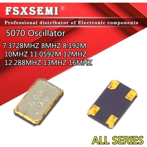 5pcs OSC 5070 crystaloscillator 4p 5x7MM oscillator 5*7mm 7.3728MHZ 8MHZ 8.192M 10MHZ 11.0592M 12MHZ 12.288MHZ 13MHZ 16MHZ