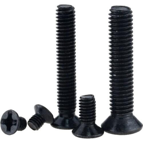 50PCS M2*3 4 5 6 7 8 10 12 16 18 20 Black Carbon Steel Cross Phillips Flat Countersunk Head Screw Bolt M2x3 M2x10 M2x16 M2x20